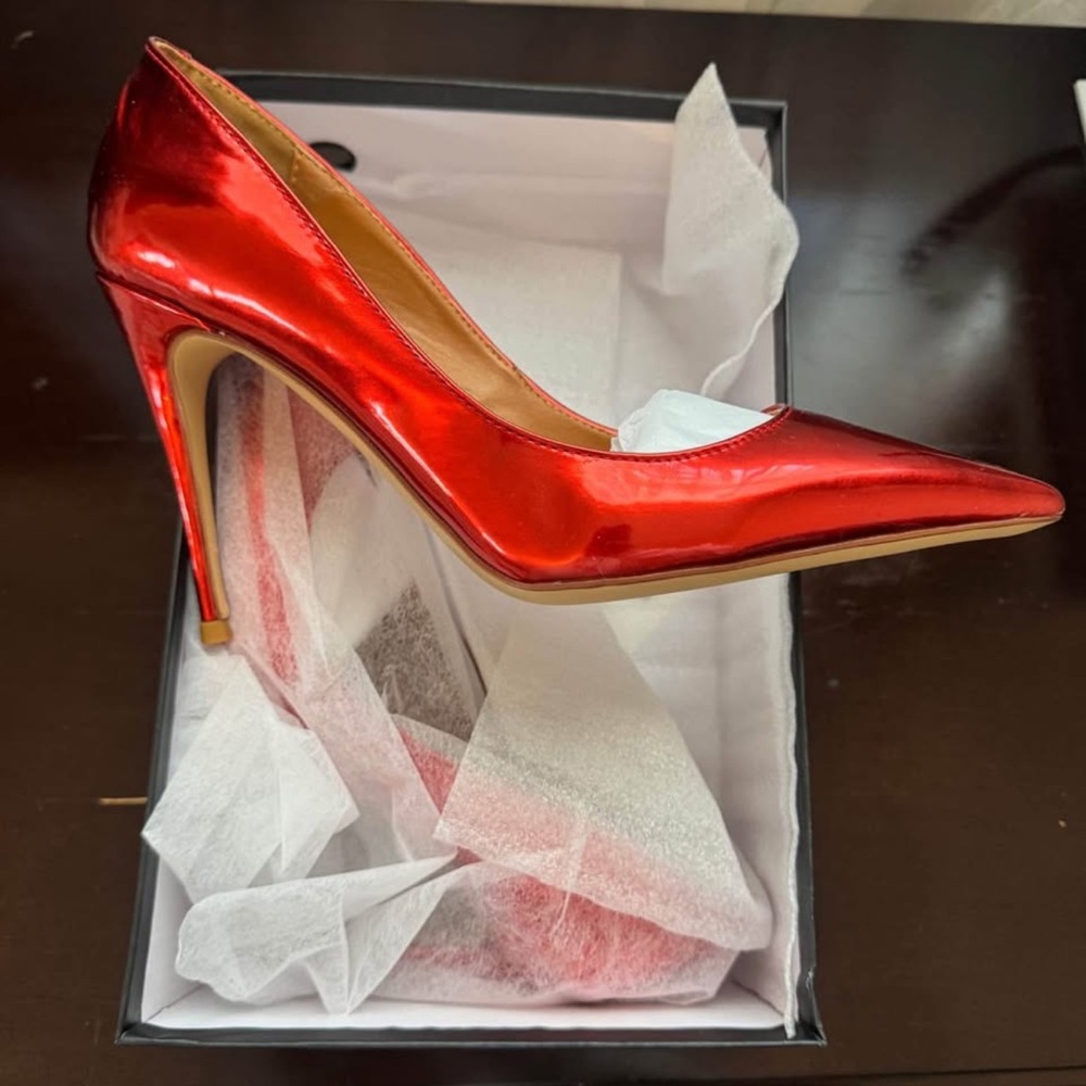 New FSJ Shiny Red High Heels